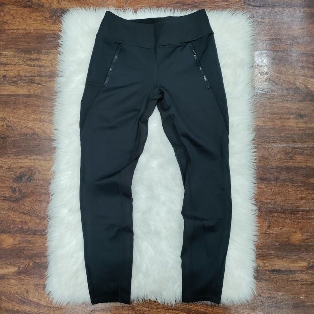 Athleta Peak Hybrid Womens Medium Pullover Mid-Rise Fleece Tight Leggings Black - Picture 3 of 13